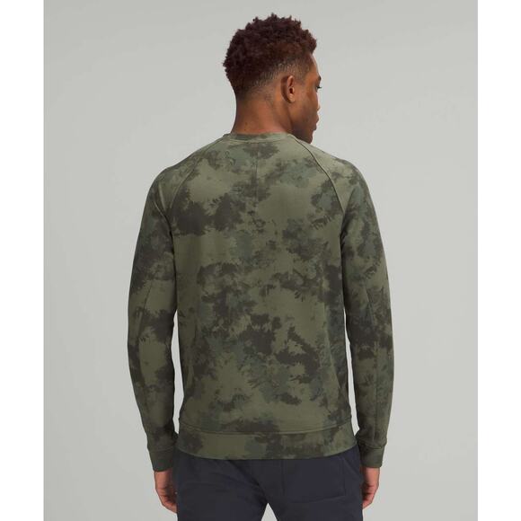 Lululemon Men's Steady State Crew Neck Sweatshirt Green Camo Raglan - Picture 1 of 7